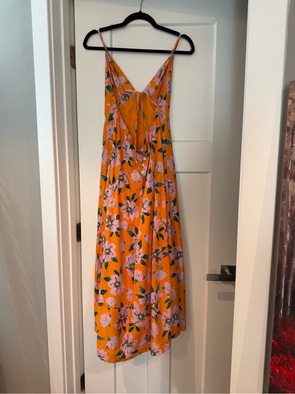Yellow Floral Midi Dress with Pink Blossoms Free People - Picture 5 of 6